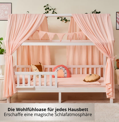 ALAVYA HOME Hausbett Deko Set 3-tlg Bio-Musselin Kinderzimmer - Hellrosa