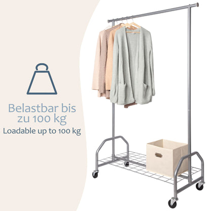 ONVAYA Schwerlast Kleiderständer mit Abdeckung - Silbergrau