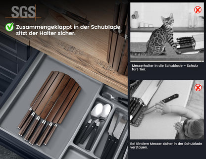 SYOKAMI Messerset 7-teilig mit magnetischem Akazienholz-Messerblock