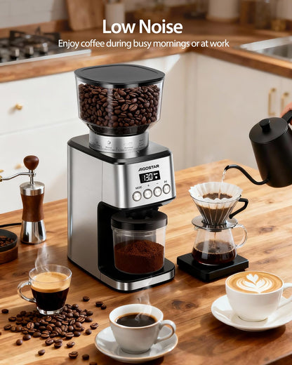 Aigostar Elektrische Kaffeemühle mit Kegelmahlwerk, 52 Mahlstufen