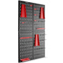 tectake Werkzeuglochwand aus Metall, 160 x 60 cm, inkl. Haken-Set – vierteilige Metallplatten mit Werkzeughaken