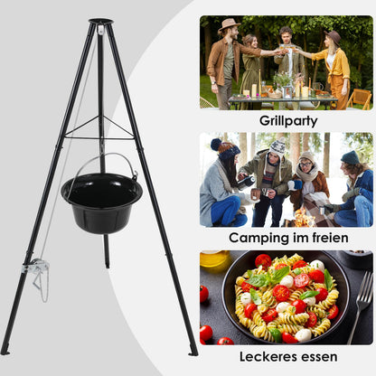 TLSUNNY Gulaschkessel 10L Emaille Set - Dreibein & Löffel