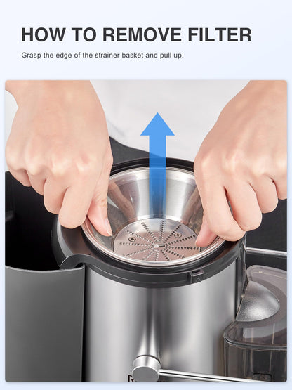 Reemix Zentrifugal-Entsafter 500H, 800 W, 72 mm Einfüllöffnung