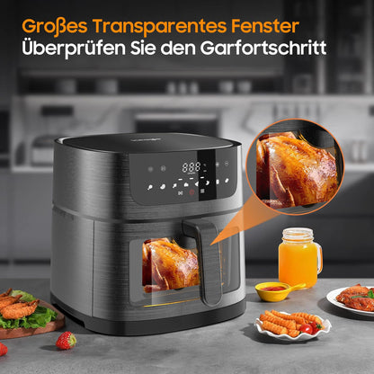 Heissluftfritteuse XXL Air Fryer 9L - Sichtfenster Touchscreen