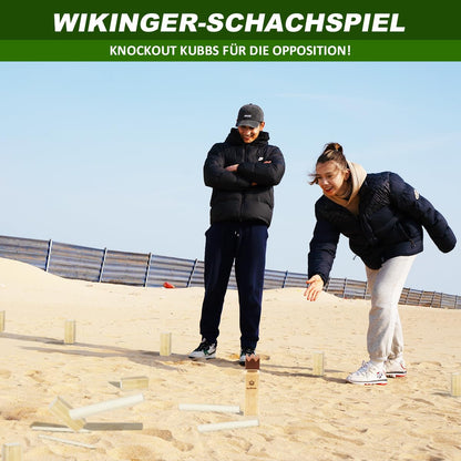 SunNordic Kubb Wurfspiel Set aus Gummibaumholz mit Tragetasche