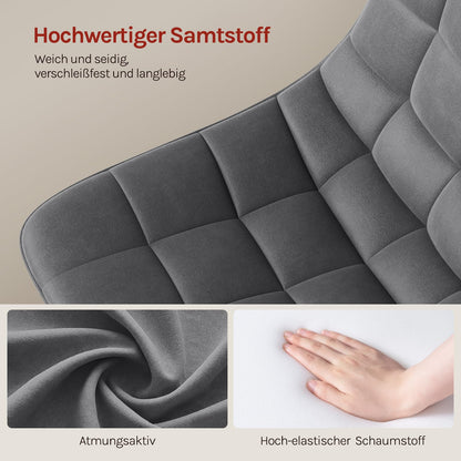 WOLTU Schminkhocker BH300dgr-1, höhenverstellbar, Samt, Dunkelgrau