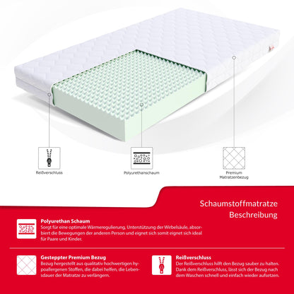 PICCHI FDM Kindermatratze 80x160 cm H3 Schaumstoffmatratze