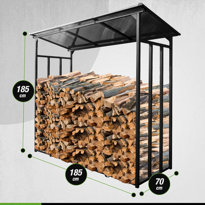 WIELS® Metall Kaminholzregal Aussen XXL - 185x70x185cm