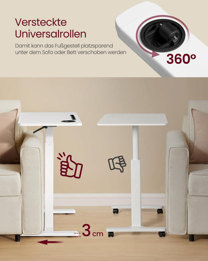 VASAGLE Beistelltisch mit Rollen – Wolkenweiss 70x40 cm LSD600W01