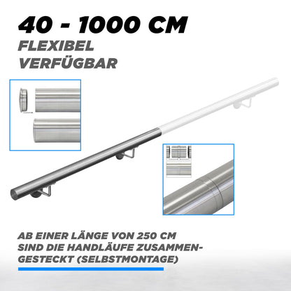 V2Aox Handlauf Treppengeländer Edelstahl rostfrei, 200 cm, Ø 42 mm