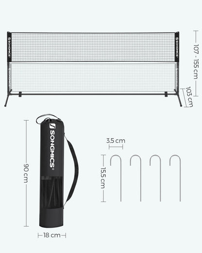 SONGMICS Badmintonnetz, Volleyballnetz, 5 m, höhenverstellbar