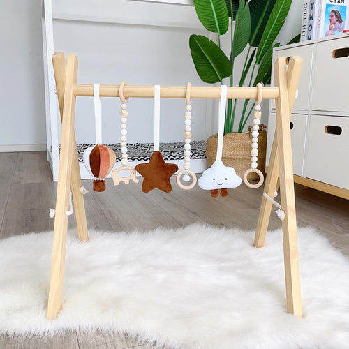 Caudblor Spieltrapez aus Massivholz, Baby-Spielbogen mit Anhängern