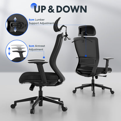 FLEXISPOT OC17 Ergonomischer Bürostuhl Schreibtischstuhl Schwarz