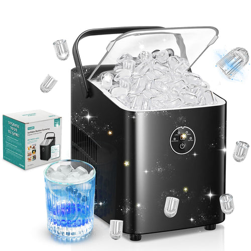 FOHERE Eiswürfelmaschine ICM1262A, 14 kg/24 h, Bullet Ice, Schwarz