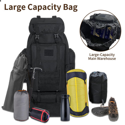 Vaupan Wanderrucksack 100 L, erweiterbarer Molle-Rucksack, schwarz
