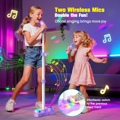 Dislocati Karaoke Maschine Kinder DM507 mit 2 Bluetooth-Mikrofonen