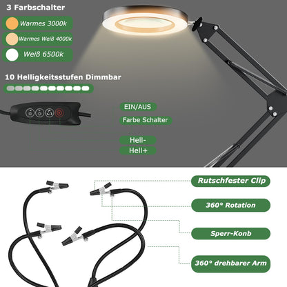 Dritte Hand Löthilfe – Lupe, Licht, 4 flexible Arme & PCB-Halterung