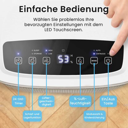 Pro Breeze 12L Luftentfeuchter mit Digitalanzeige – Weiss
