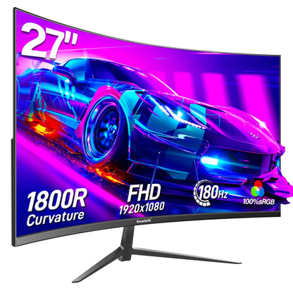 Gawfolk 27 Zoll Curved Gaming Monitor Full HD 165/180Hz, schwarzer, gebogener Bildschirm für flüssiges Full HD Gaming.