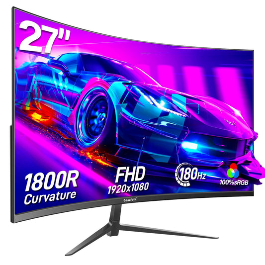 Gawfolk 27 Zoll Curved Gaming Monitor Full HD 165/180Hz