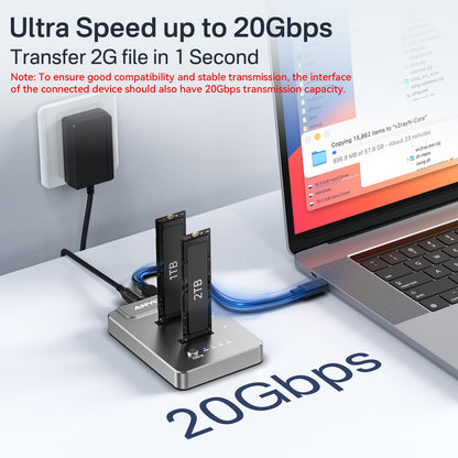 Premium M.2 NVMe SSD Docking Station – Dual Bay Offline Clone 10Gbps