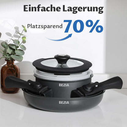 BEZIA Topf- und Pfannenset Induktion mit abnehmbaren Griffen – 10-tlg