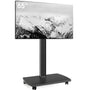 AOKCOS TV Ständer rollbar, höhenverstellbar, 32-65 Zoll, schwarz mit Holzsockel und feststellbaren Rollen