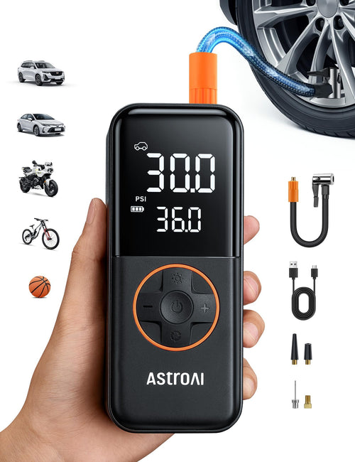 AstroAI Elektrische Luftpumpe AIRUN L4, Akku 6600 mAh, 10,3 bar – LED-Dual-Display