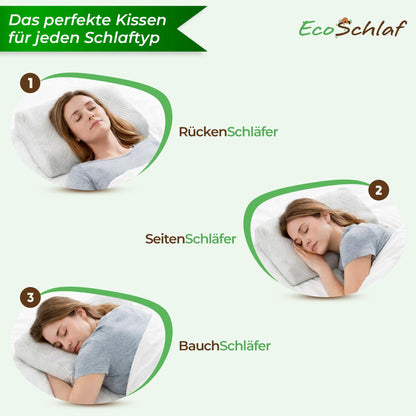 EcoSchlaf Orthopädisches Nackenstützkissen aus Memory Foam, Grau
