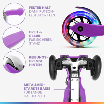 Fun Pro ONE Roller, der Sichere Premium Roller Kinder 3 Jahre, LED Räder, faltbar, ab Kleinkind Junge Mädchen, Kinderroller, 3 4 5 6 Jahre