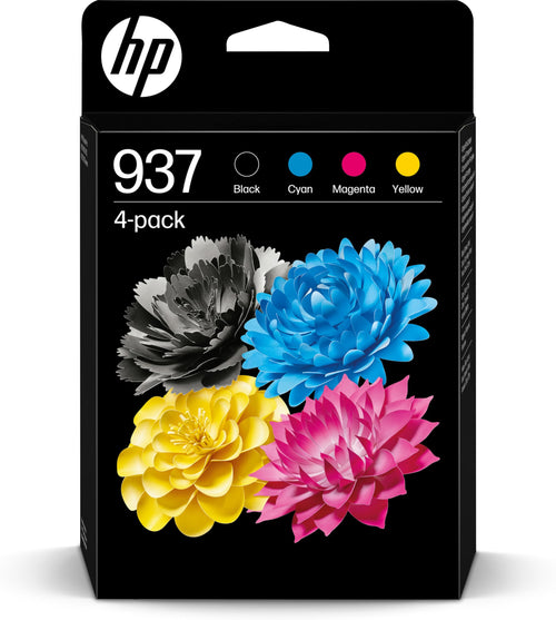 HP 937 Multipack Original Druckerpatronen – Schwarz + Farben: Set aus Tintenpatronen für den Tintenstrahldrucker.