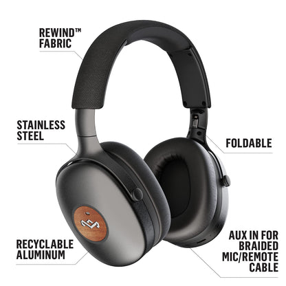 House of Marley Positive Vibration XL ANC Over Ear Kopfhörer - Schwarz
