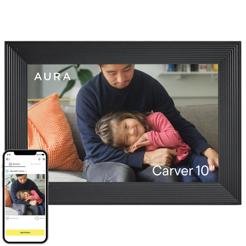 Aura Carver Digitaler Bilderrahmen 10,1 Zoll HD WLAN, Gravel zur Anzeige von Fotos und Videos