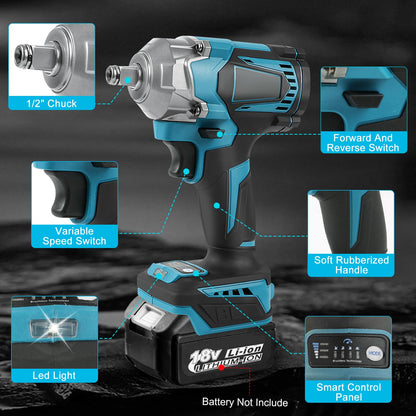 Makita Kompatibel 700Nm Bürstenlos Akku Schlagschrauber – 1/2 Zoll Ohne Akku