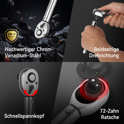 DISEN Drehmomentschlüssel-Set 6-tlg. 1/2"+3/8"+1/4" Präzision