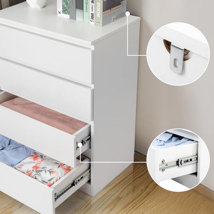 LEADZM Kommode mit 4 Schubladen, Sideboard für Schlafzimmer, Weiss