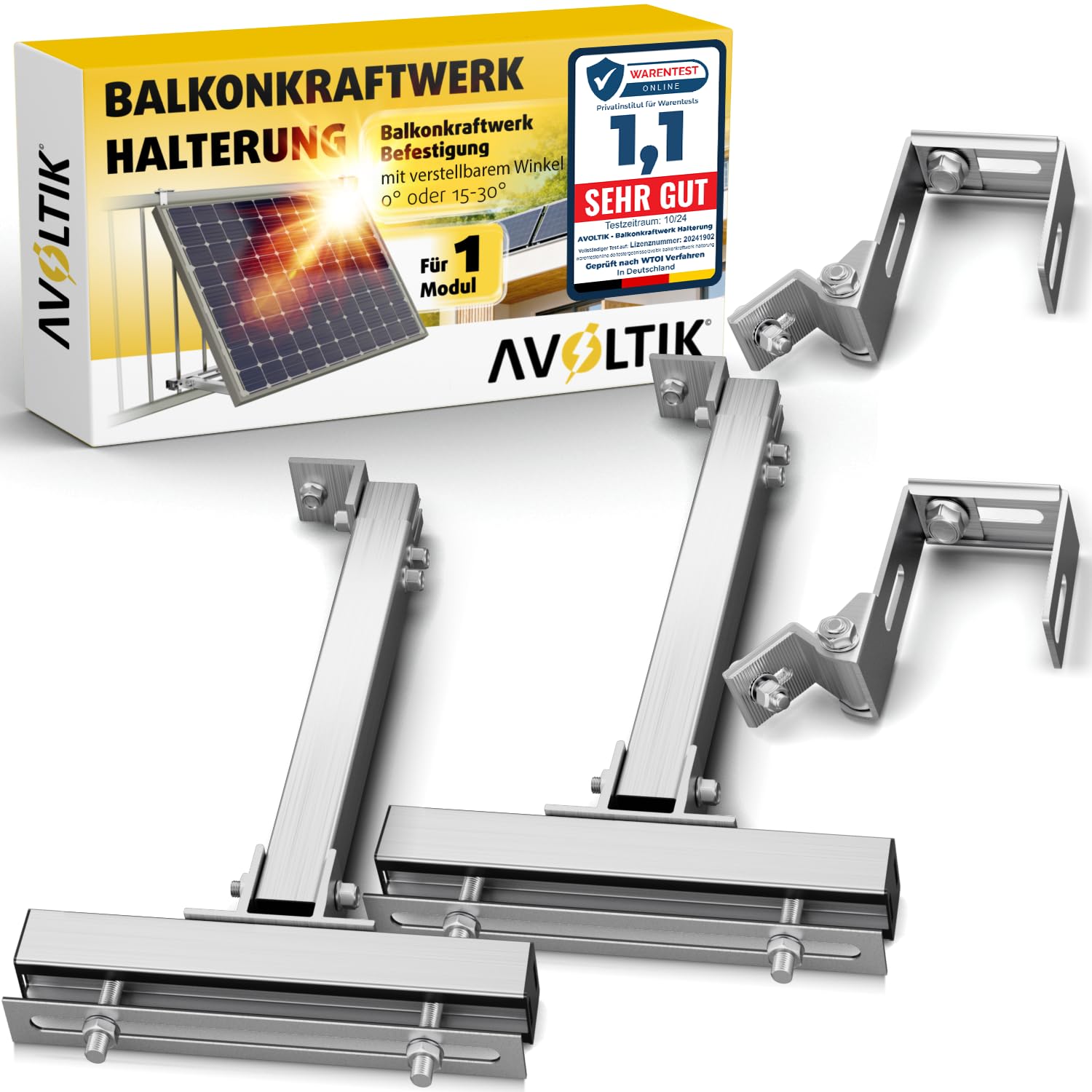 Avoltik Balkonkraftwerk Halterung für eckige Geländer, Aluminium