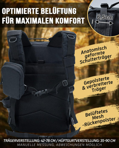 NWT XPEDITION Taktischer Rucksack 40 L mit Laptopfach, schwarz