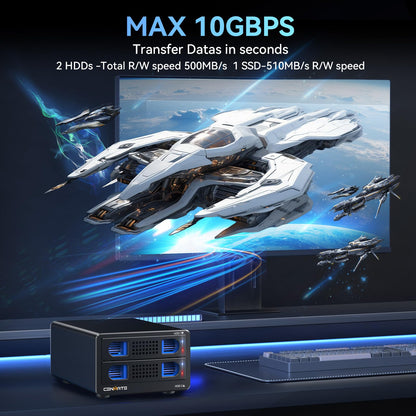 DATAX Dual Bay HDD/SSD Gehäuse 2.5/3.5 SATA - 10G USB 3.2 Lüfter