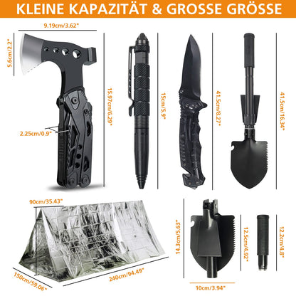 WayinTop Outdoor Survival Ausrüstung 180-tlg. mit Erste Hilfe – Schwarz