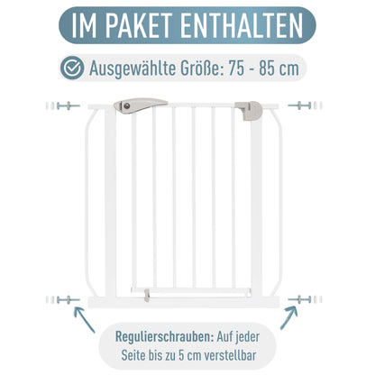 IB STYLE Berrin Treppenschutzgitter Kinderschutz - Weiss 75-85 cm