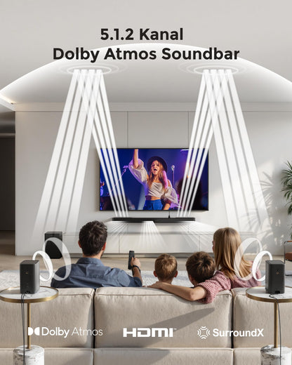 ULTIMEA Skywave F40 Boom 5.1.2 Soundbar mit Dolby Atmos und Subwoofer