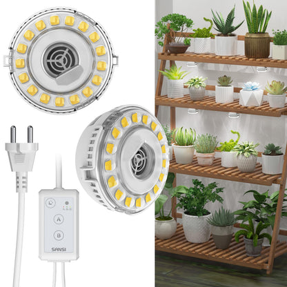 SANSI LED Pflanzenlampe 10W Vollspektrum, 2-Kopf mit Timer – hängende Ausführung für Zimmerpflanzen