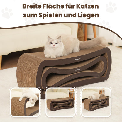 PetRhein XXL Kratzbrett & Liege für Katzen 86x32cm - Braun