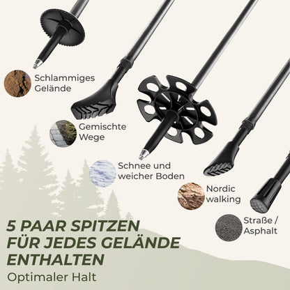Zenacross Wanderstöcke Teleskop mit Korkgriff, 65-135 cm verstellbar
