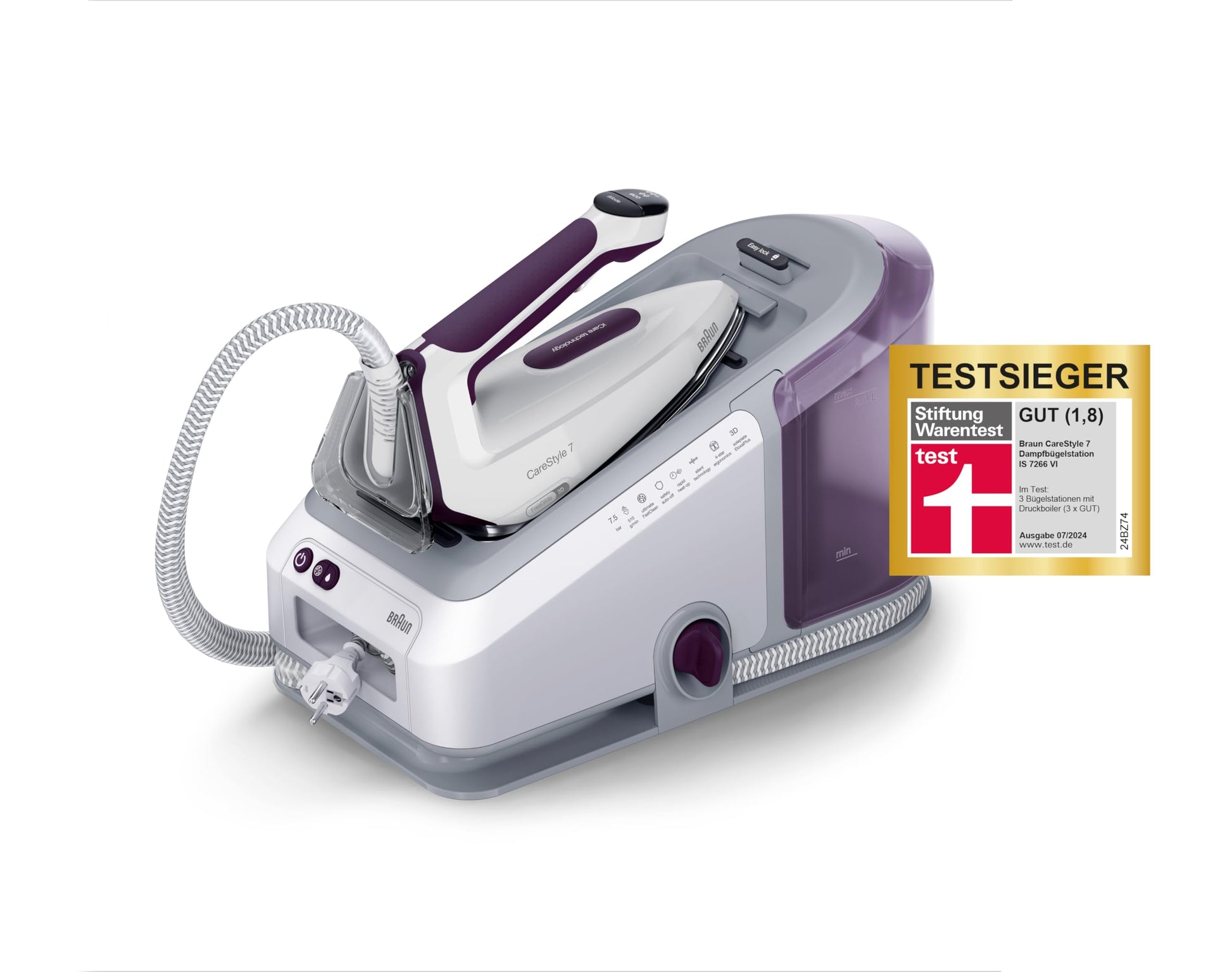 Braun CareStyle 7 IS 7266 VI Dampfbügelstation, 2700 W, Weiss-Violett
