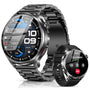 SLOKSFil I136 Smartwatch Herren, 1,52" HD-Touchscreen, Schwarzstahl – rundes Display, Anrufe und Sport am Handgelenk