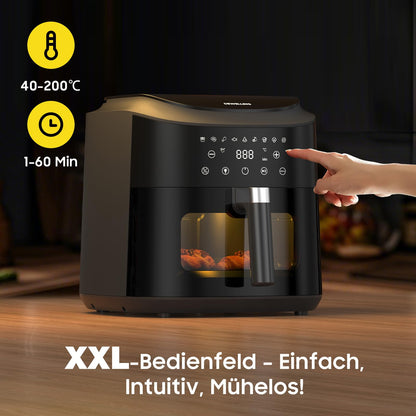 Dewelling Heissluftfritteuse XXL 9L Airfryer mit Sichtfenster
