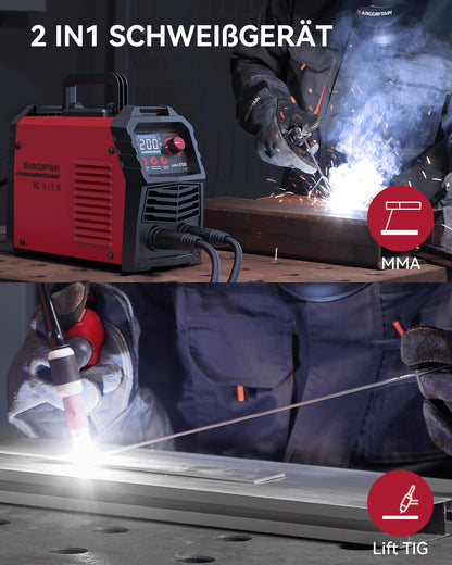 ARCCAPTAIN ARC 200 Schweissgerät – 200A Lift Wig Elektrode