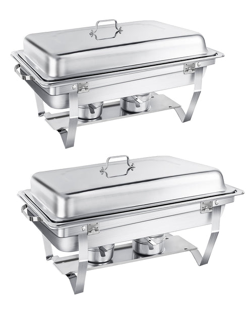 WENMILY Chafing Dish Set Warmhaltebehälter – 2x Quadrat Silber 9L